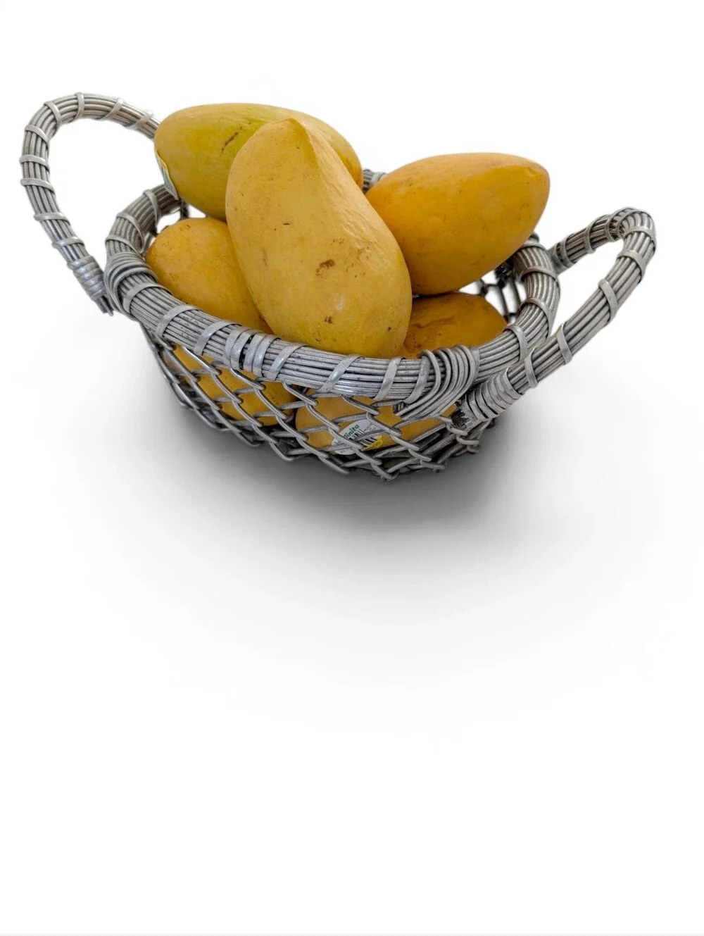 VINTAGE Woven Decorative Silver Basket Handles Indian Aluminum Metal Wire